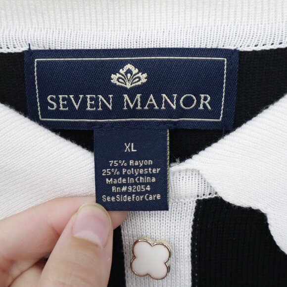 Seven Manor Sweater Women XL Black Rich Auntie Core Twee Preppy Wednesday Addams - Picture 2 of 16